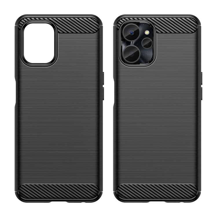 For Realme 10S 5G Brushed Texture Carbon Fiber TPU Phone Case(Black) Eurekaonline