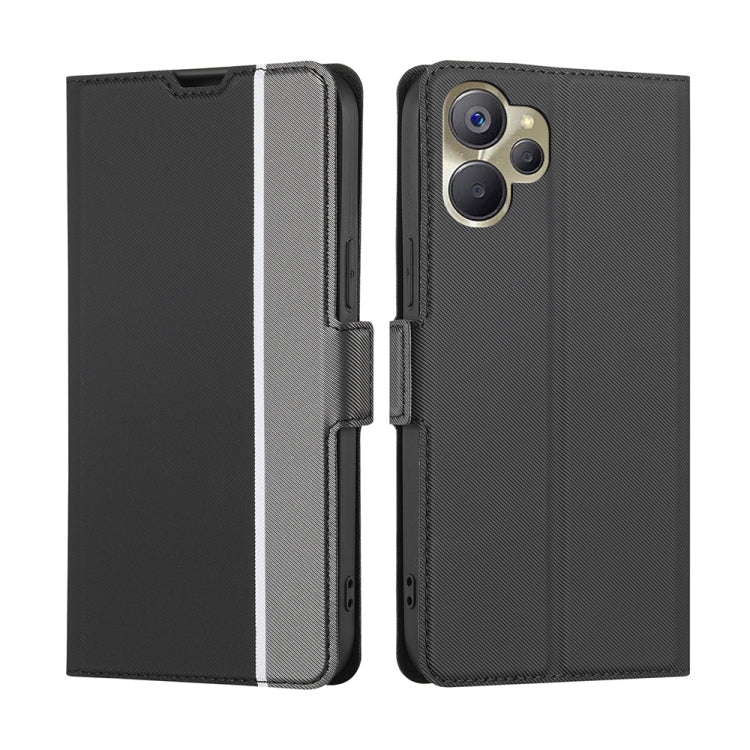 For Realme 9i 5G Global/10 5G Twill Texture Side Buckle Leather Phone Case(Black) Eurekaonline