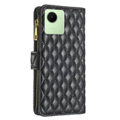 For Realme C30 Diamond Lattice Zipper Wallet Leather Flip Phone Case(Black) Eurekaonline