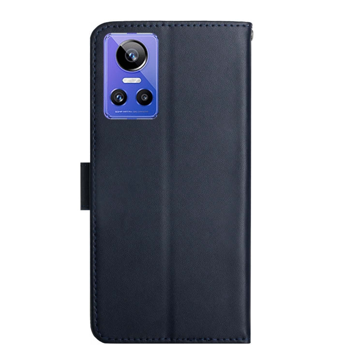 For Realme GT Neo 3 Genuine Leather Fingerprint-proof Horizontal Flip Phone Case(Blue) Eurekaonline