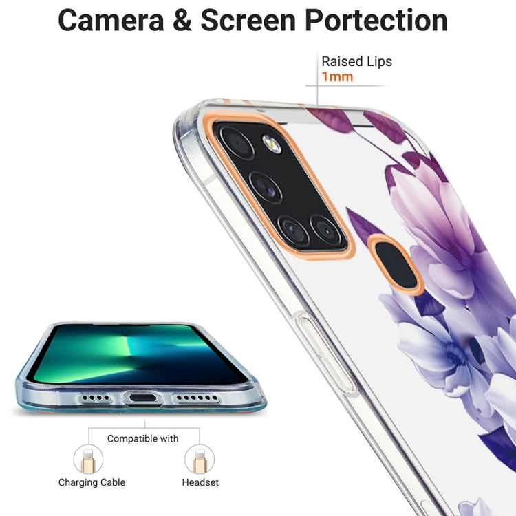 For Samsung Galaxy A21s / A217F Ring IMD Flowers TPU Phone Case(Purple Begonia) Eurekaonline