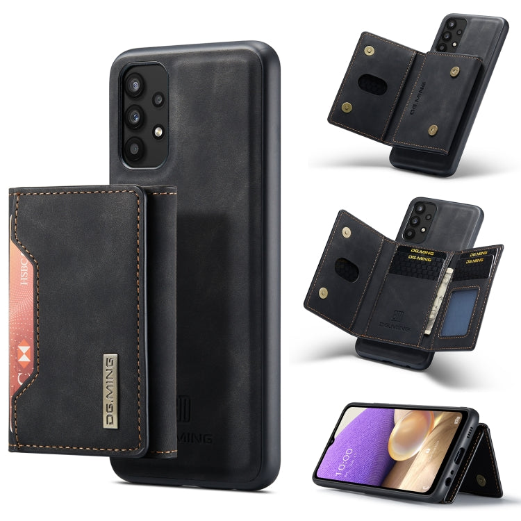 For Samsung Galaxy A32 5G DG.MING M2 Series 3-Fold Multi Card Bag + Magnetic Back Cover Shockproof Case with Wallet & Holder Function(Black) Eurekaonline