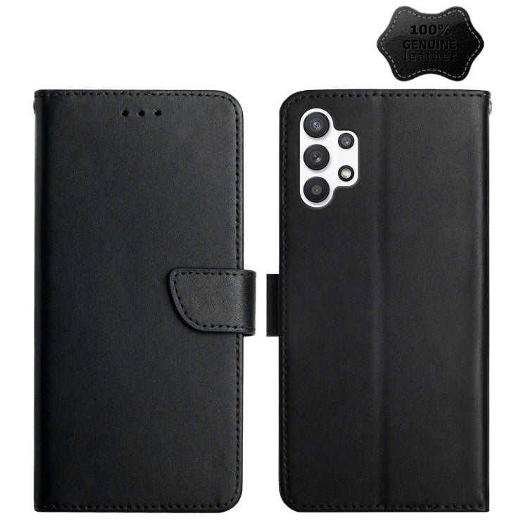 For Samsung Galaxy A32 5G Genuine Leather Fingerprint-proof Horizontal Flip Phone Case(Black) Eurekaonline