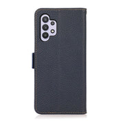 For Samsung Galaxy A32 5G KHAZNEH Side-Magnetic Litchi Genuine Leather RFID Phone Case(Blue) Eurekaonline