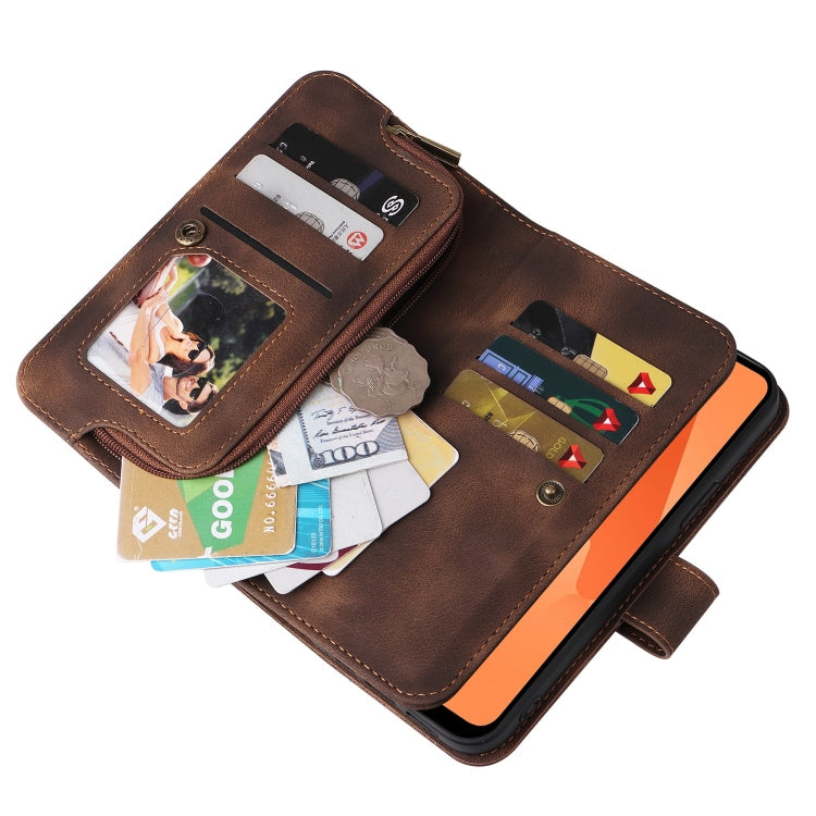 For Samsung Galaxy A32 5G Multifunctional Card Slot Zipper Wallet Leather Phone Case(Brown) Eurekaonline