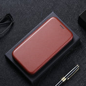 For Samsung Galaxy A42 5G Carbon Fiber Texture Horizontal Flip TPU + PC + PU Leather Case with Card Slot(Brown) Eurekaonline