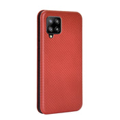 For Samsung Galaxy A42 5G Carbon Fiber Texture Horizontal Flip TPU + PC + PU Leather Case with Card Slot(Brown) Eurekaonline