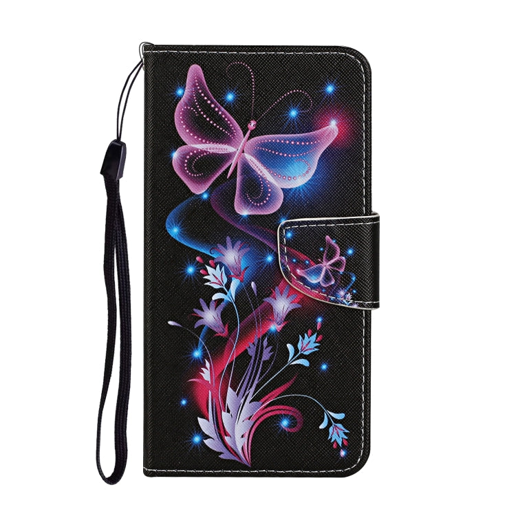 For Samsung Galaxy A42 5G Colored Drawing Pattern Flip Leather Case(Fluorescent Butterfly) Eurekaonline