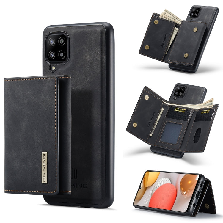 For Samsung Galaxy A42 5G DG.MING M1 Series 3-Fold Multi Card Wallet + Magnetic Back Cover Shockproof Case with Holder Function(Black) Eurekaonline