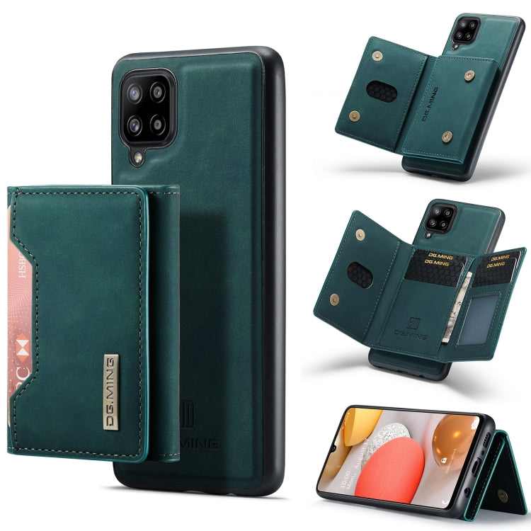 For Samsung Galaxy A42 5G DG.MING M2 Series 3-Fold Multi Card Bag + Magnetic Back Cover Shockproof Case with Wallet & Holder Function(Green) Eurekaonline
