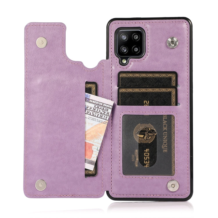 For Samsung Galaxy A42 5G Double Buckle Mandala PU+TPU Phone Case(Purple) Eurekaonline