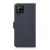 For Samsung Galaxy A42 5G KHAZNEH Side-Magnetic Litchi Genuine Leather RFID Phone Case(Blue) Eurekaonline