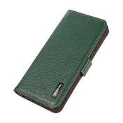 For Samsung Galaxy A42 5G KHAZNEH Side-Magnetic Litchi Genuine Leather RFID Phone Case(Green) Eurekaonline