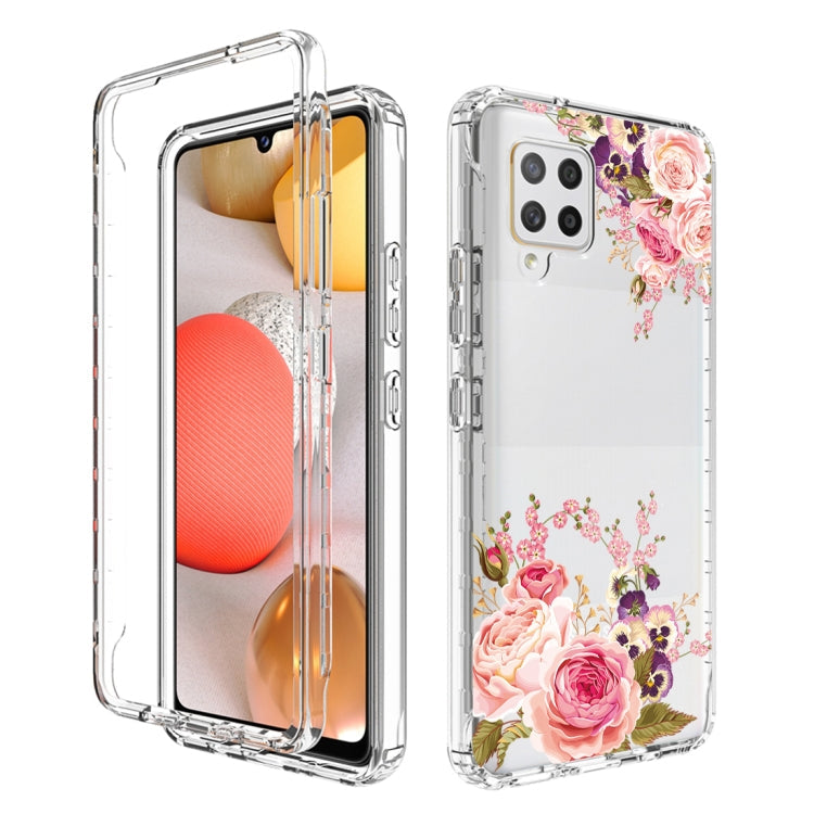 For Samsung Galaxy A42 5G PC+TPU Transparent Painted Phone Case(Pink Rose) Eurekaonline