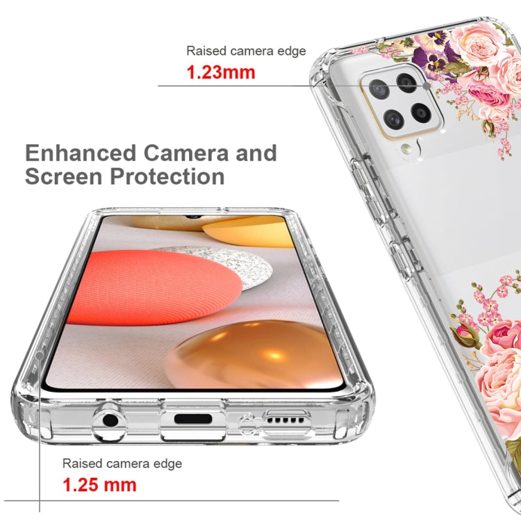 For Samsung Galaxy A42 5G PC+TPU Transparent Painted Phone Case(Pink Rose) Eurekaonline