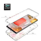 For Samsung Galaxy A42 5G PC+TPU Transparent Painted Phone Case(Pink Rose) Eurekaonline