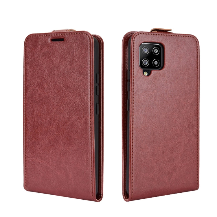 For Samsung Galaxy A42 5G  R64 Texture Single Vertical Flip Leather Protective Case with Card Slots & Photo Frame(Brown) Eurekaonline