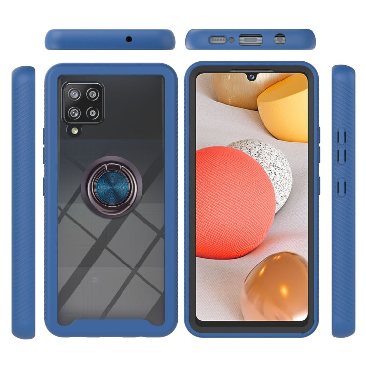 For Samsung Galaxy A42 5G Starry Sky Solid Color Series Shockproof PC + TPU Protective Case with Ring Holder & Magnetic Function(Blue) Eurekaonline