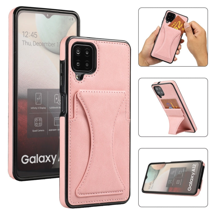 For Samsung Galaxy A42 5G Ultra-thin Shockproof Protective Case with Holder & Metal Magnetic Function(Rose Gold) Eurekaonline