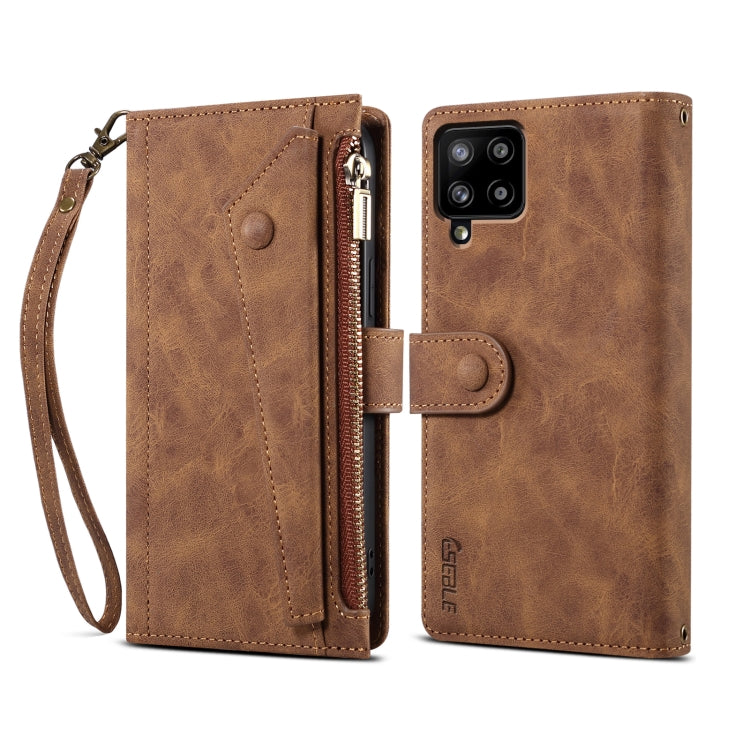  M42 5G Retro Frosted Horizontal Flip Leather Case with Holder & Card Slot & Wallet & Zipper Pocket & Lanyard(Brown) Eurekaonline