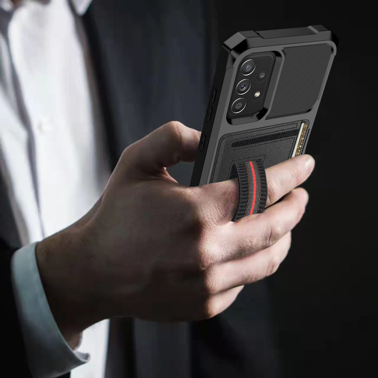 For Samsung Galaxy A72 5G / 4G ZM06 Card Bag TPU + Leather Phone Case(Black) Eurekaonline