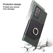 For Samsung Galaxy Note 20 Fierre Shann Oil Wax Texture Genuine Leather Back Cover Case with 360 Degree Rotation Holder & Card Slot(Black+Green) Eurekaonline