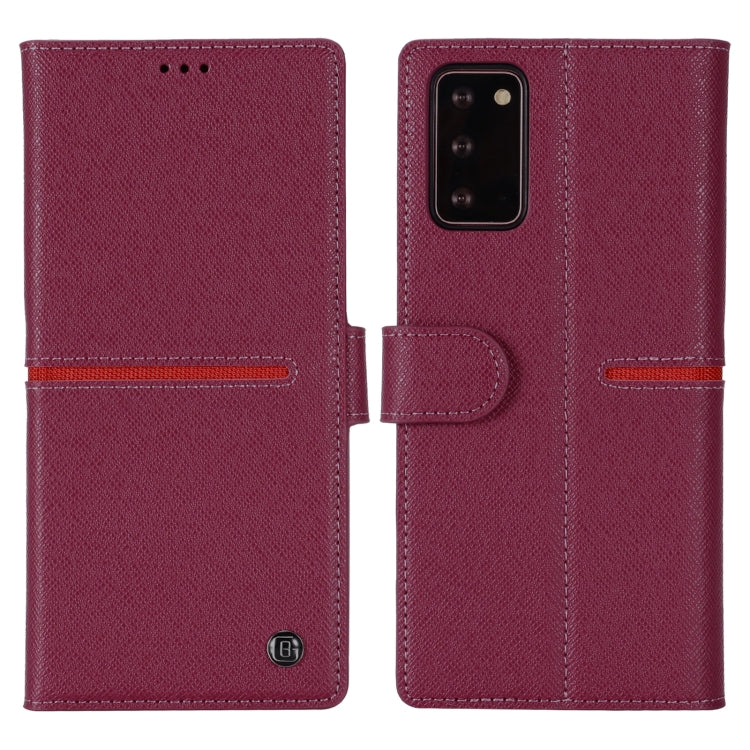 For Samsung Galaxy Note 20 GEBEI Top-grain Leather Horizontal Flip Protective Case with Holder & Card Slots & Wallet & Photo Frame(Wine Red) Eurekaonline