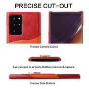 For Samsung Galaxy Note 20 Ultra Fierre Shann Oil Wax Texture Genuine Leather Back Cover Case with 360 Degree Rotation Holder & Card Slot(Red+Light Brown) Eurekaonline