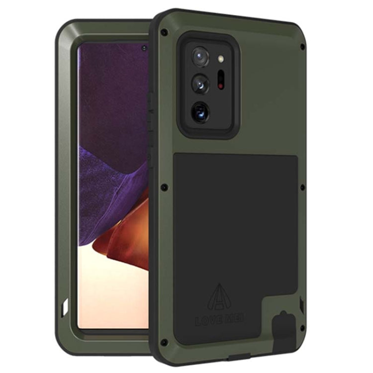 For Samsung Galaxy Note 20 Ultra LOVE MEI Metal Shockproof Waterproof Dustproof Protective Case without Glass(Army Green) Eurekaonline