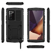 For Samsung Galaxy Note 20 Ultra R-JUST Shockproof Waterproof Dust-proof Metal + Silicone Protective Case with Holder(Black) Eurekaonline