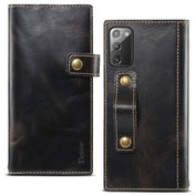 For Samsung Galaxy Note20 Denior Oil Wax Cowhide DK Magnetic Button Leather Phone Case(Black) Eurekaonline