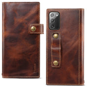 For Samsung Galaxy Note20 Denior Oil Wax Cowhide DK Magnetic Button Leather Phone Case(Brown) Eurekaonline