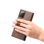 For Samsung Galaxy Note20 Denior Oil Wax Cowhide DK Magnetic Button Leather Phone Case(Brown) Eurekaonline