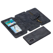For Samsung Galaxy Note20 Detachable Frosted Magnetic Horizontal Flip PU Leather Case with Card Slots & Holder & Zipper Wallet & Photo Frame(Black Blue) Eurekaonline