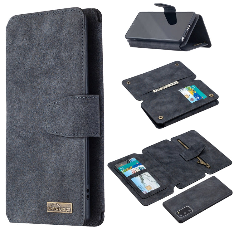 For Samsung Galaxy Note20 Detachable Frosted Magnetic Horizontal Flip PU Leather Case with Card Slots & Holder & Zipper Wallet & Photo Frame(Black Blue) Eurekaonline