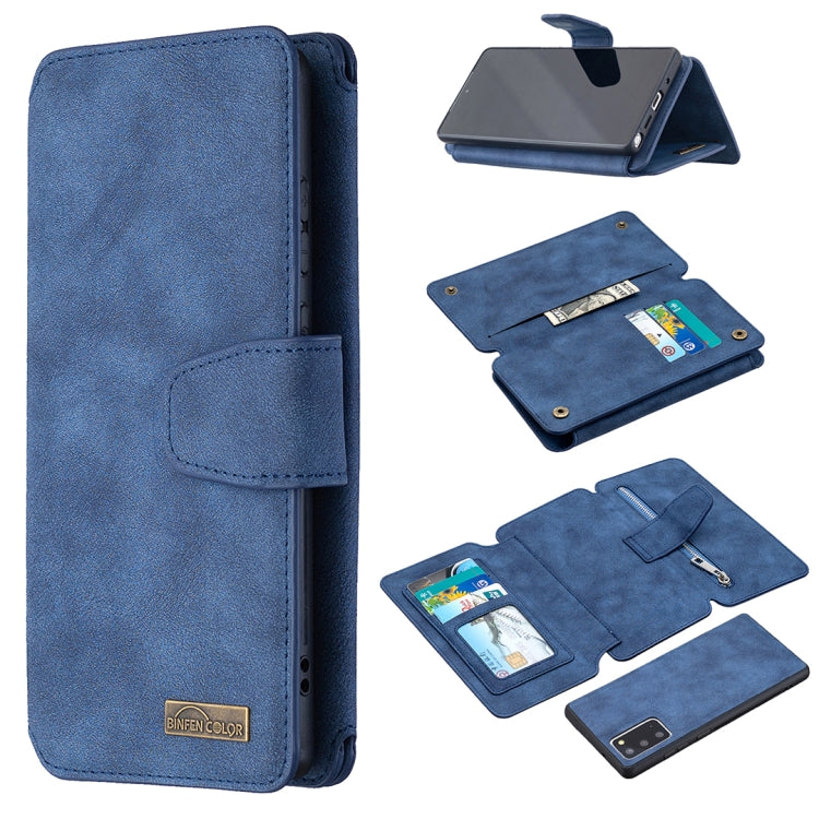 For Samsung Galaxy Note20 Detachable Frosted Magnetic Horizontal Flip PU Leather Case with Card Slots & Holder & Zipper Wallet & Photo Frame(Blue) Eurekaonline