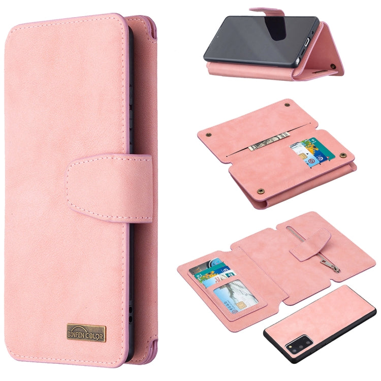 For Samsung Galaxy Note20 Detachable Frosted Magnetic Horizontal Flip PU Leather Case with Card Slots & Holder & Zipper Wallet & Photo Frame(Pink) Eurekaonline