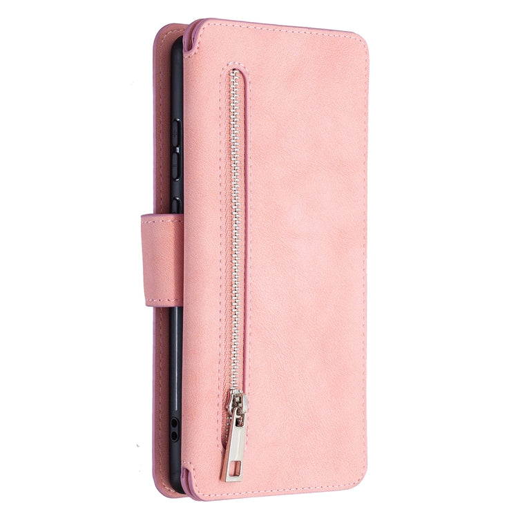 For Samsung Galaxy Note20 Detachable Frosted Magnetic Horizontal Flip PU Leather Case with Card Slots & Holder & Zipper Wallet & Photo Frame(Pink) Eurekaonline