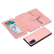 For Samsung Galaxy Note20 Detachable Frosted Magnetic Horizontal Flip PU Leather Case with Card Slots & Holder & Zipper Wallet & Photo Frame(Pink) Eurekaonline