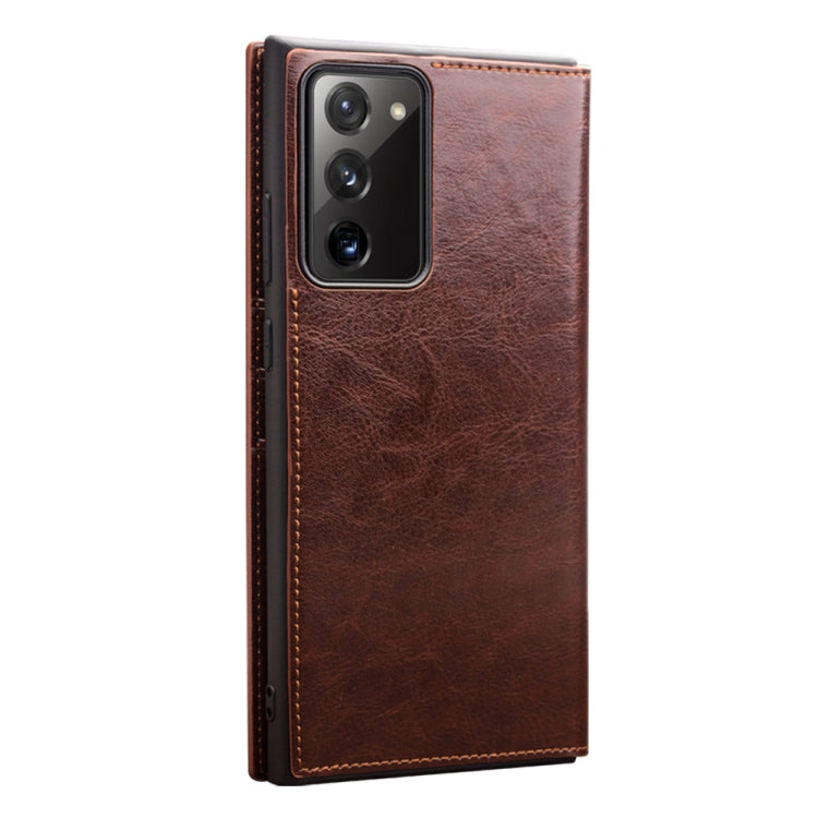 For Samsung Galaxy Note20 QIALINO Genuine Leather Phone Case(Brown) Eurekaonline