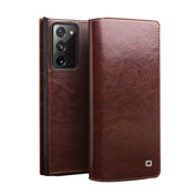 For Samsung Galaxy Note20 QIALINO Genuine Leather Phone Case(Brown) Eurekaonline