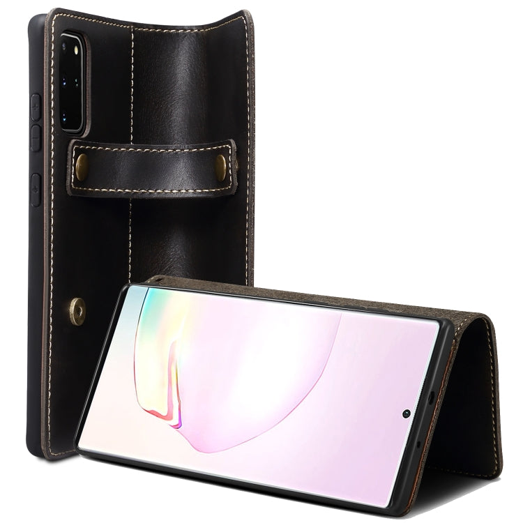 For Samsung Galaxy Note20 Ultra Denior Oil Wax Cowhide DK Magnetic Button Leather Phone Case(Black) Eurekaonline