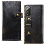 For Samsung Galaxy Note20 Ultra Denior Oil Wax Cowhide DK Magnetic Button Leather Phone Case(Black) Eurekaonline