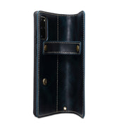 For Samsung Galaxy Note20 Ultra Denior Oil Wax Cowhide DK Magnetic Button Leather Phone Case(Dark Blue) Eurekaonline