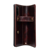 For Samsung Galaxy Note20 Ultra Denior Oil Wax Cowhide DK Magnetic Button Leather Phone Case(Dark Red) Eurekaonline