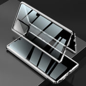 For Samsung Galaxy Note20 Ultra Four-corner Shockproof Anti-peeping Magnetic Metal Frame Double-sided Tempered Glass Case(Silver) Eurekaonline