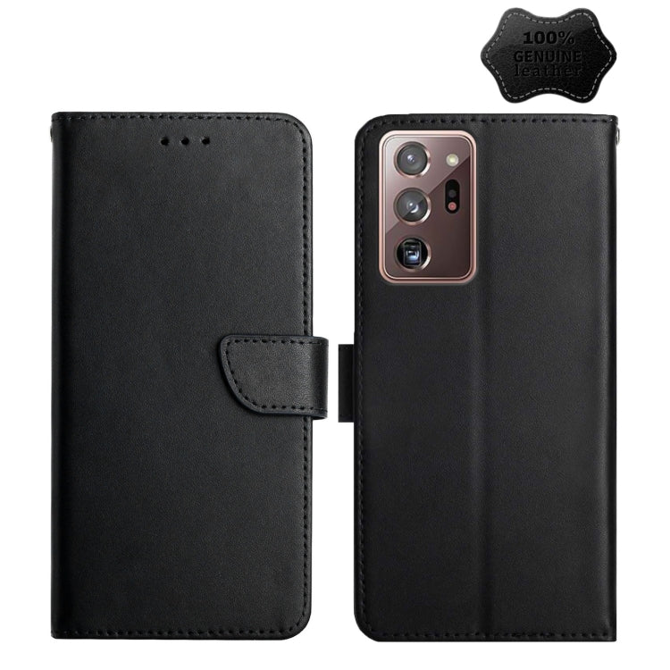 For Samsung Galaxy Note20 Ultra Genuine Leather Fingerprint-proof Horizontal Flip Phone Case(Black) Eurekaonline