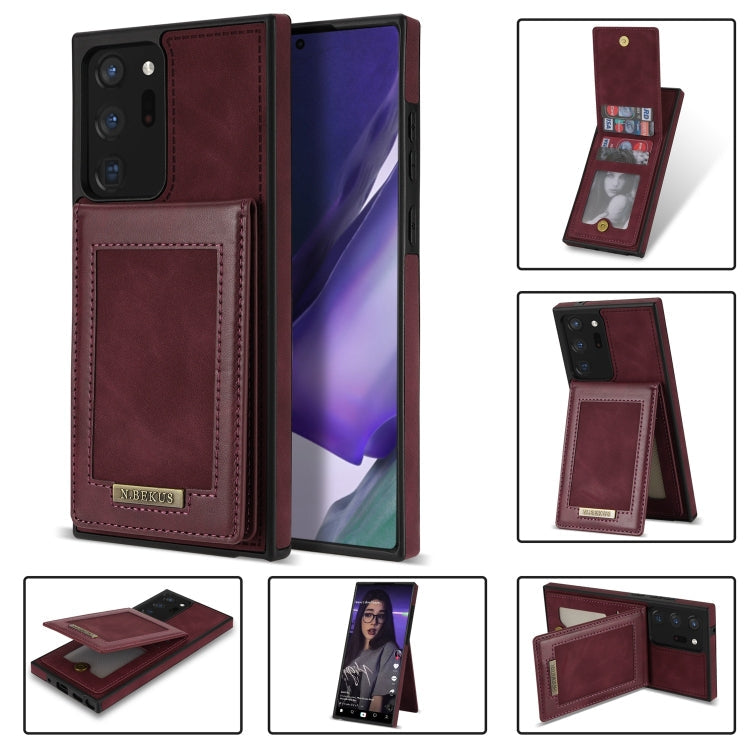 For Samsung Galaxy Note20 Ultra N.Bekus Vertical Flip Card Slot RFID Phone Case(Wine Red) Eurekaonline