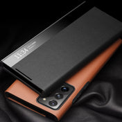 For Samsung Galaxy Note20 Ultra QIALINO Genuine Leather Side Window View Smart Phone Case(Black) Eurekaonline