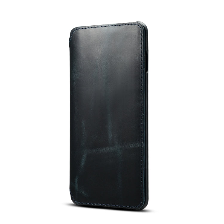 For Samsung Galaxy S10+ Denior Oil Wax Top Layer Cowhide Simple Flip Leather Case(Dark Blue) Eurekaonline